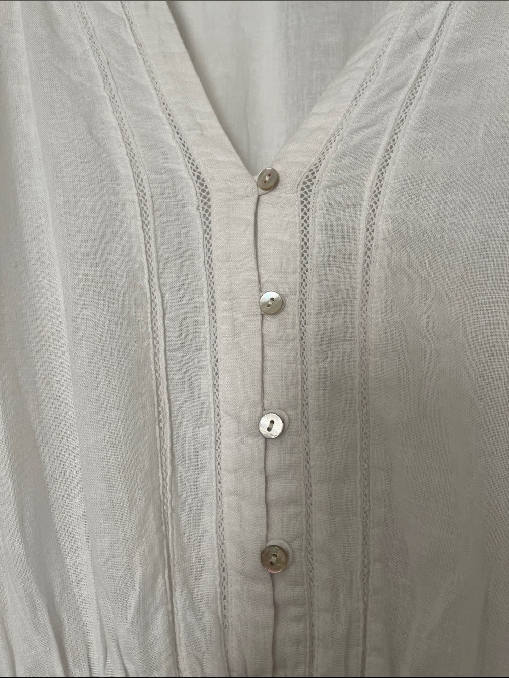 Rails Jasmine White Linen Blend Smocked Waist Mini Dress S - Picture 3 of 9